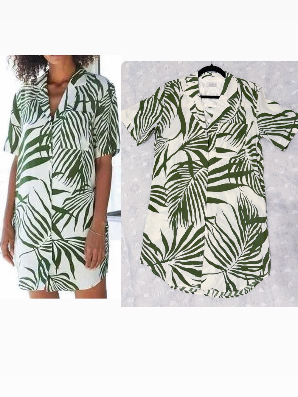 New! AYR 100% silk Palm-Print Button Front dress size S